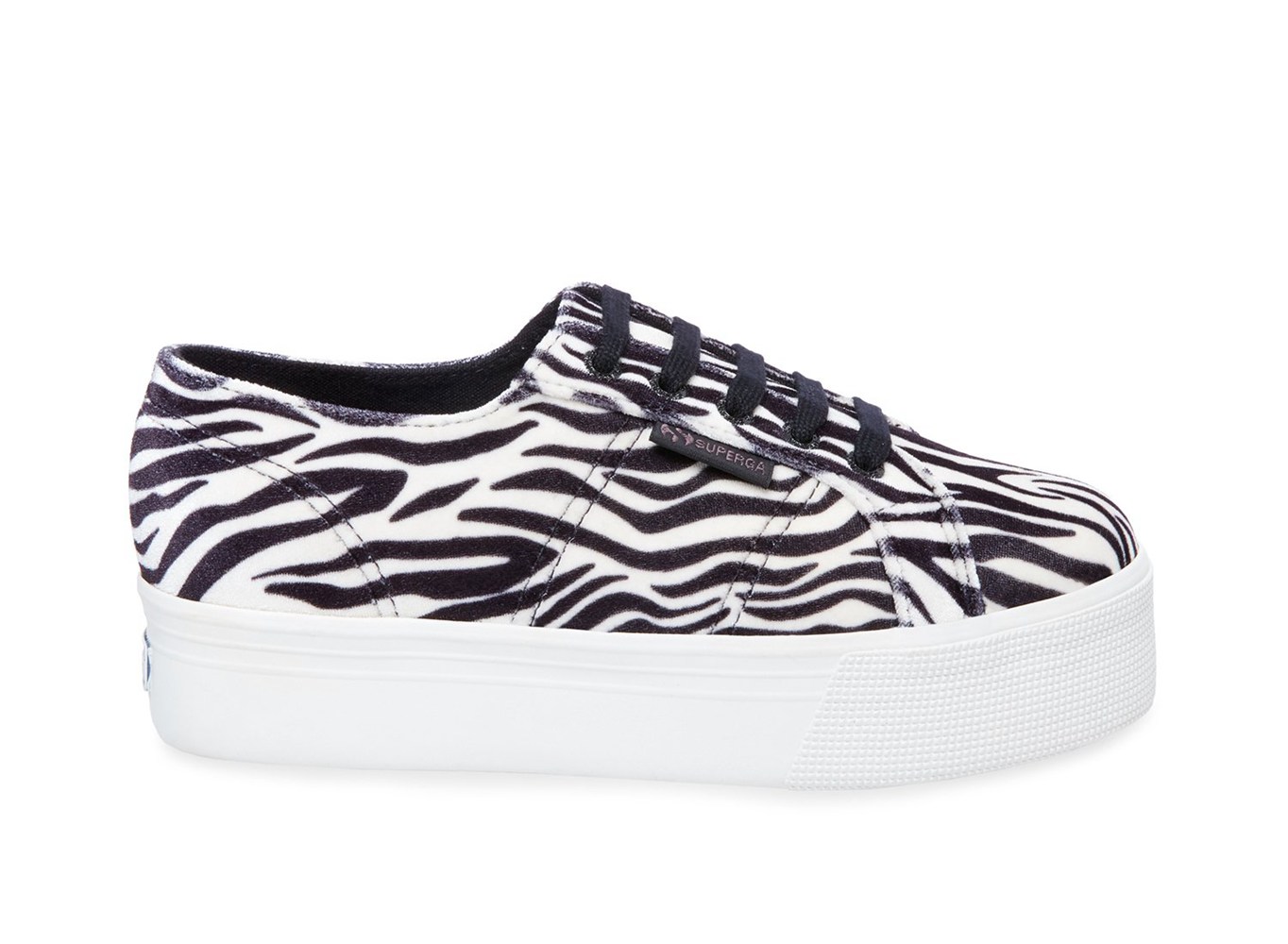 Platform Feminino Pretas/Branco - Superga 2790 Fanvelvetw - ROAZD-4971